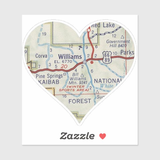 Sticker Carte Vintage Williams Arizona (Feuille)
