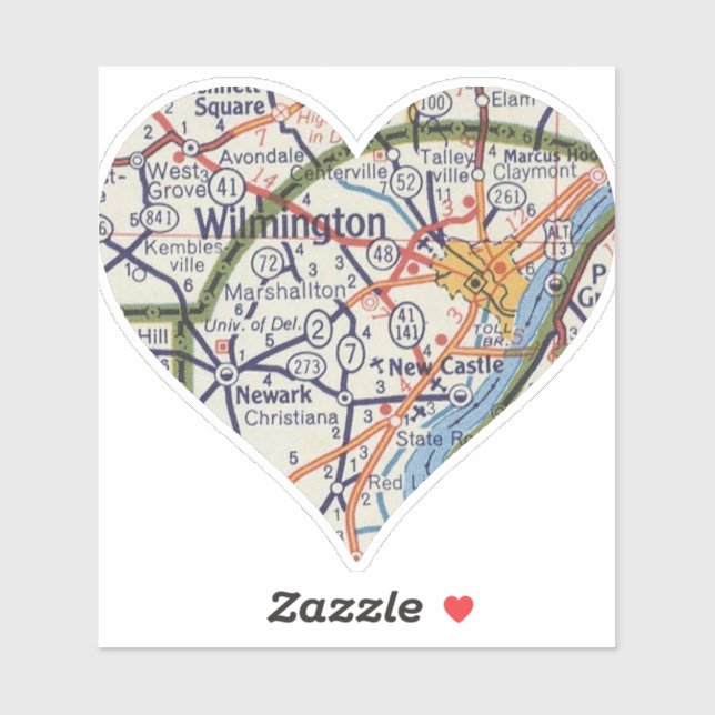 Sticker Carte Vintage Wilmington (Feuille)