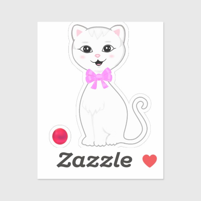 Sticker Carton de chat blanc mignon (Feuille)
