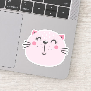 Sticker Carton de chat rose mignon
