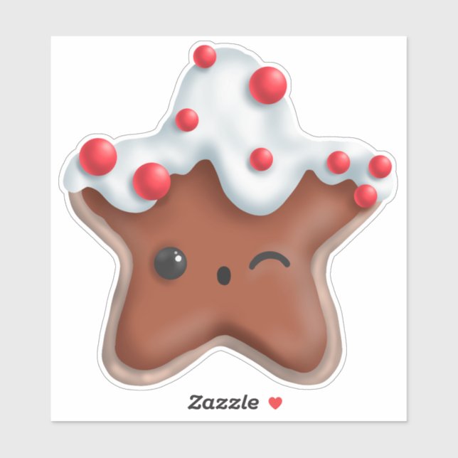 Sticker Carton de Noël mignon | Cookie étoile (Feuille)