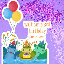 Carton mignon Safari Hippo Anniversaire