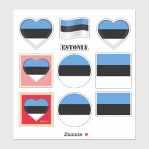Sticker Cartons estoniens et drapeau estonien, Coeur/sport