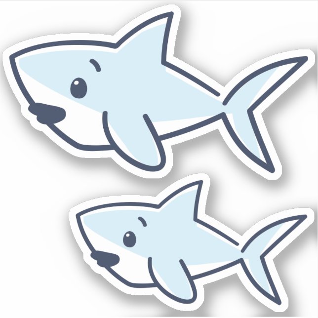 Sticker Cartoon bleu dessiné à la main Baby Shark Scrapboo (Devant)