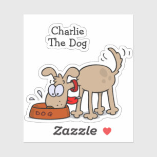 Sticker Cartoon Chien Manger Chien Nourriture Avec Nom Fav