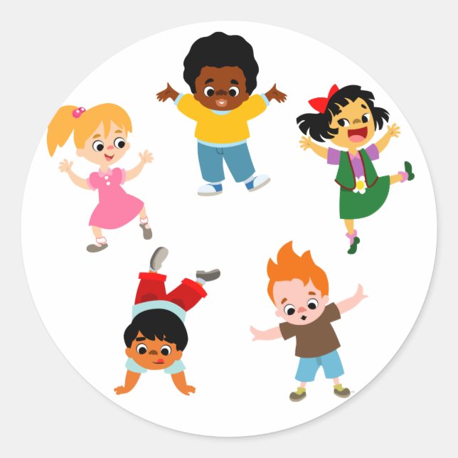 Sticker Cartoon Cinq Enfants (Devant)