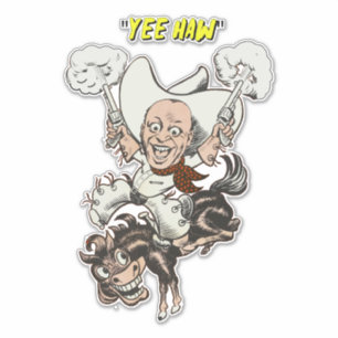 Sticker Cartoon cowboy tir pistolets équitation art