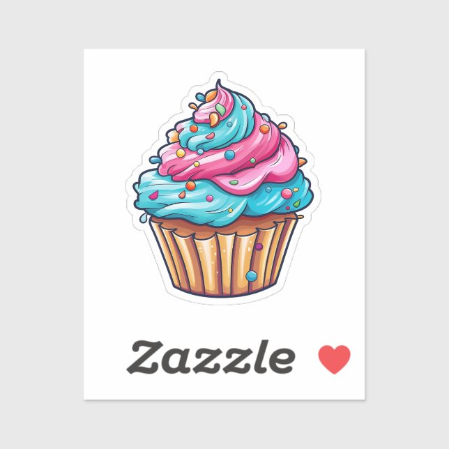Sticker Cartoon cupcake (Feuille)