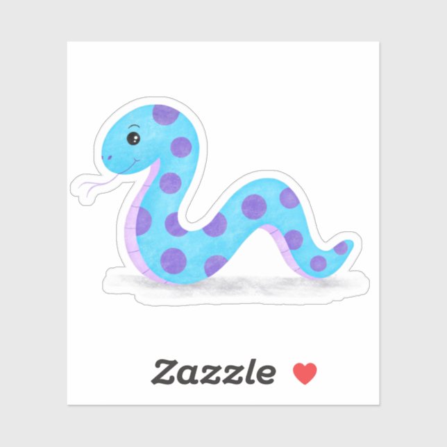 Sticker Cartoon de serpent mignon dans les zones violettes (Feuille)