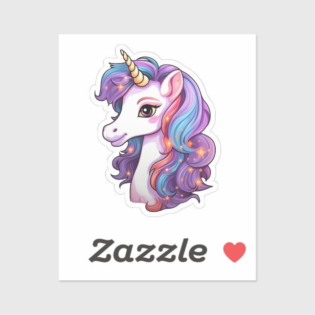 Sticker Cartoon licorne (Feuille)