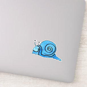 Sticker Cartoon mignon et souriant Escargot Bleu Motif