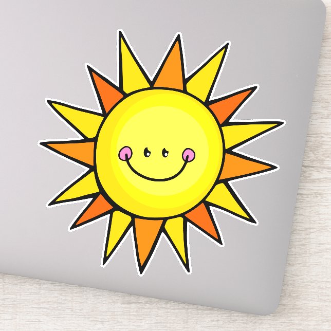 Sticker Cartoon mignon Joyeux soleil d'été souriant (Détail)