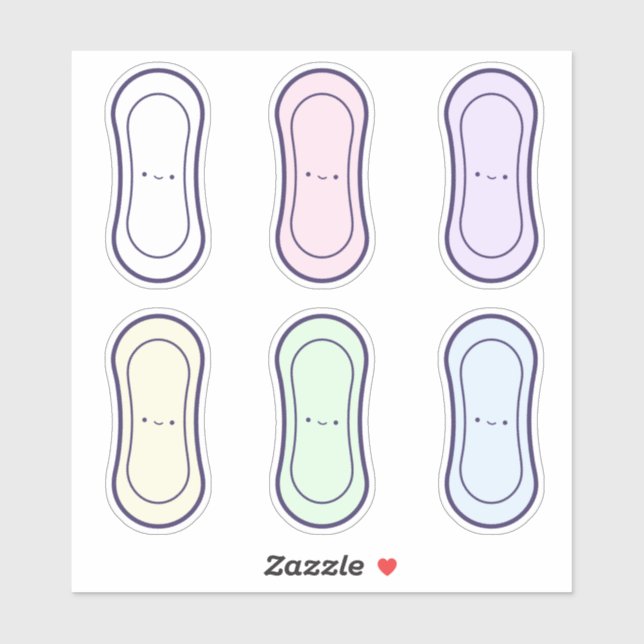 Sticker Cartoon mignon Rainbow Panty Linty Première périod (Feuille)