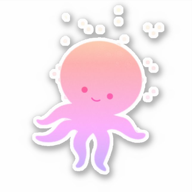 Sticker Cartoon rose Bébé Octopus (Devant)
