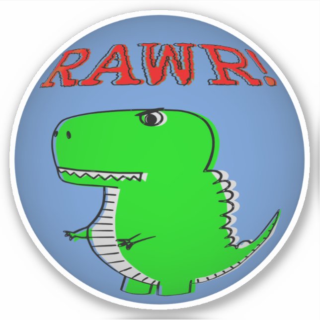 Sticker Cartoon T-Rex RAWR mou et en colère (Devant)