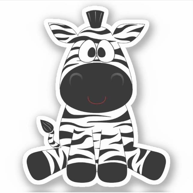Sticker Cartoon zèbre noir blanc (Devant)