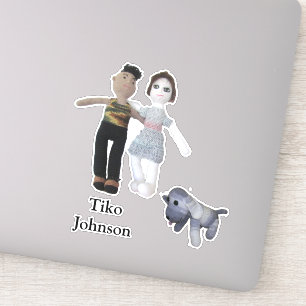 Sticker Cartouche de vinyle - Couple et Chien