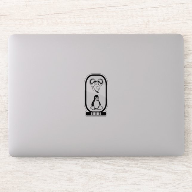 Sticker cartouche hiéroglyphique GNU Linux (Ordinateur)