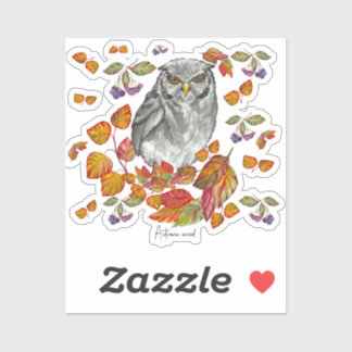 Sticker Cascade chute belle chouette et feuille