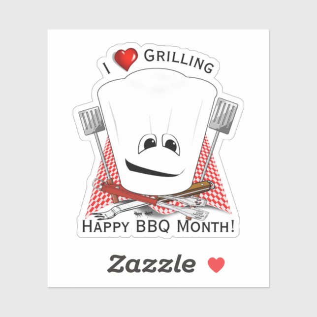 Sticker Casquette Chefs et outils barbecue Grille (Feuille)