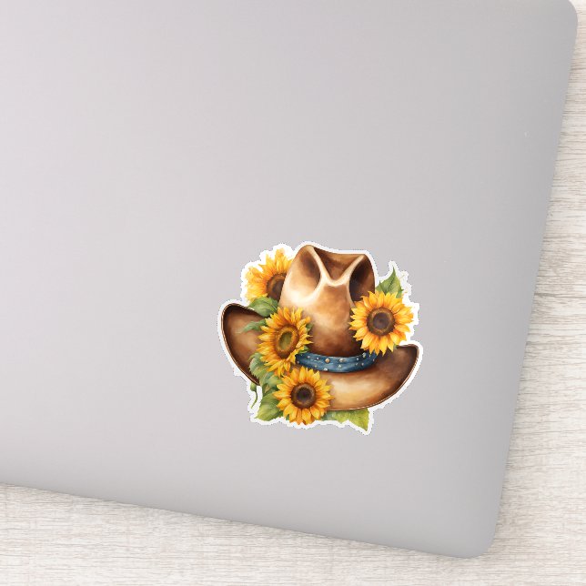 Sticker Casquette de cowboy de tournesol occidental (Détail)