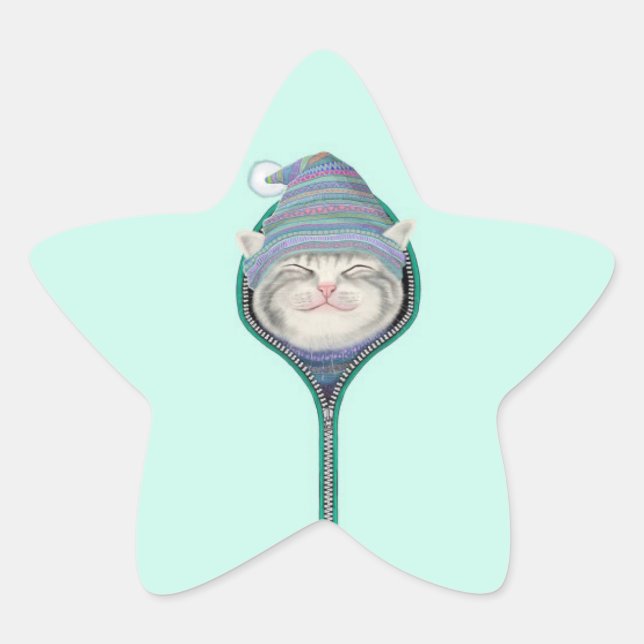 Sticker Casquette de fourrure de chat amusant (Devant)