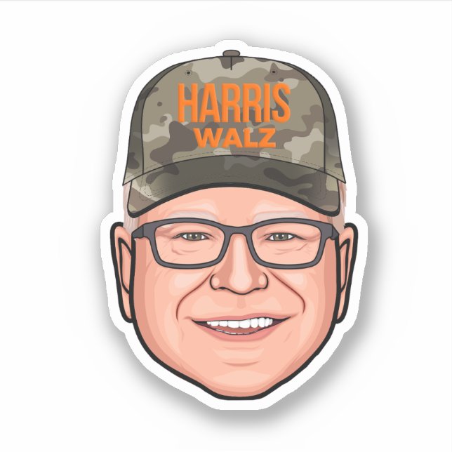 Sticker Casquette de Tim Walz Camouflage (Devant)