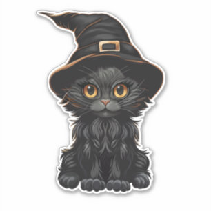 Sticker Casquette Halloween Chat Noir sorcières