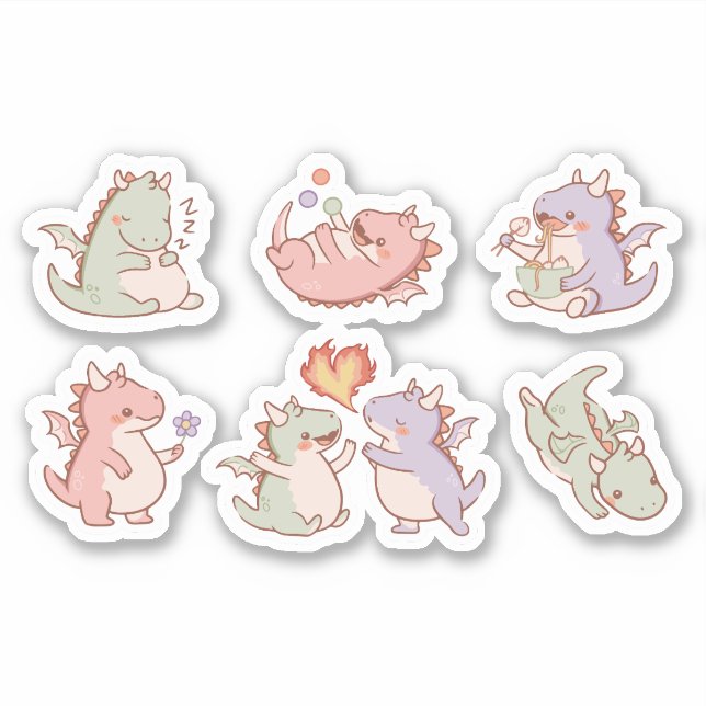 STICKER CASSEURS DE DRAGON KAWAII DÉFINIS (Devant)