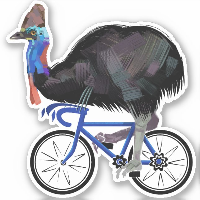 Sticker Cassowary En Vélo (Devant)