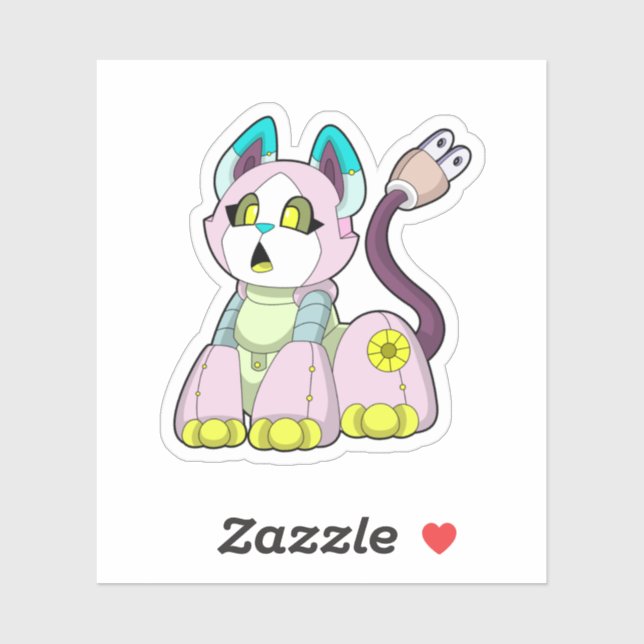 Sticker Cat as robot (Feuille)