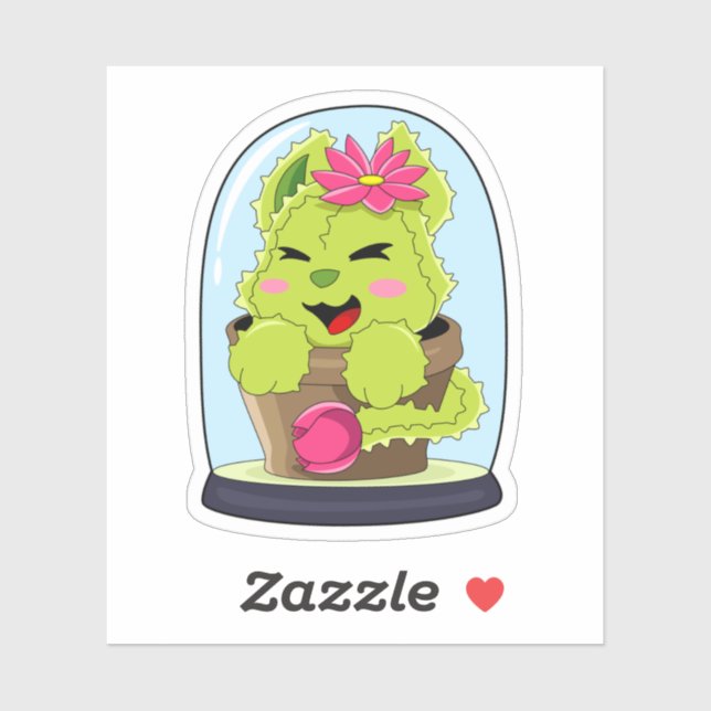 Sticker Cat Cactus (Feuille)
