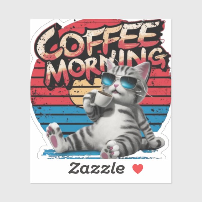 Sticker Cat Coffee morning (Feuille)