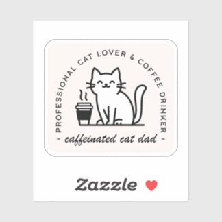 Sticker Cat dad and coffee lover funny hipster men