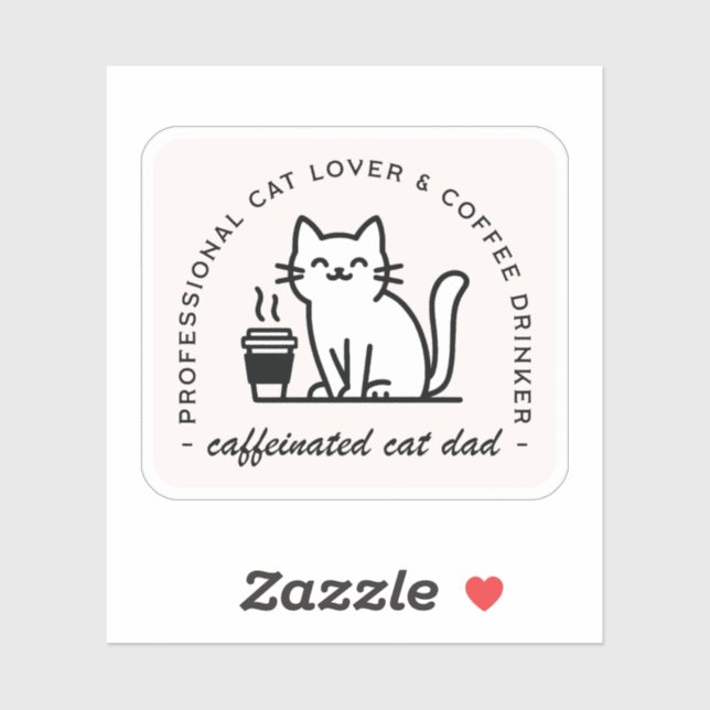 Sticker Cat dad and coffee lover funny hipster men (Feuille)