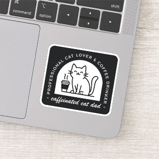 Sticker Cat dad funny coffee lover