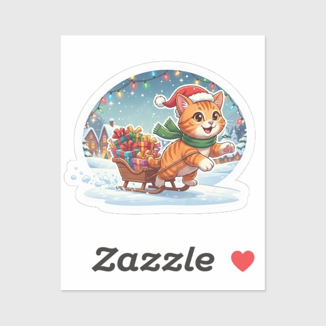 Sticker Cat Delivery Express Funny Christmas Presents  (Feuille)