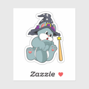 Sticker Cat en Assistant avec baguette magique et Casquett