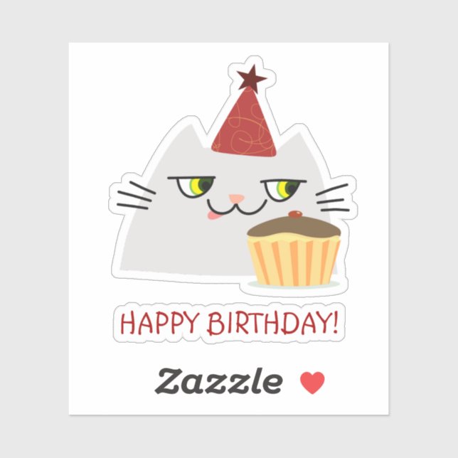 Sticker Cat Kawaii Joyeux Anniversaire (Feuille)