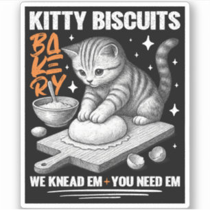 Sticker Cat Kneading Baker Kitty Biscuits On Knead Em You