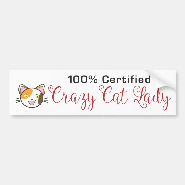 Sticker Cat Lady Bumper 100 % Certifié Crazy Cat (Devant)