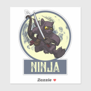Sticker Cat noir cool Ninja Cartoon Flying Kick Arwork