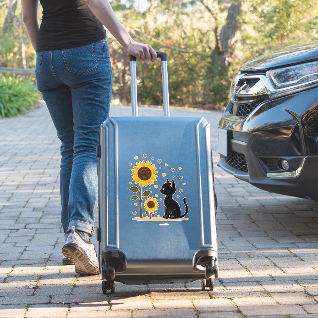 Sticker Cat Sunflower Christmas Tree Sun Flower Cat Lover  (Valise Insitu)
