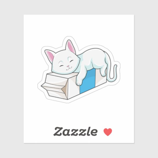 Sticker Cat with Milk (Feuille)