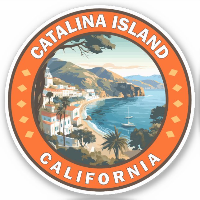 Sticker Catalina Island California Travel Art Badge (Devant)