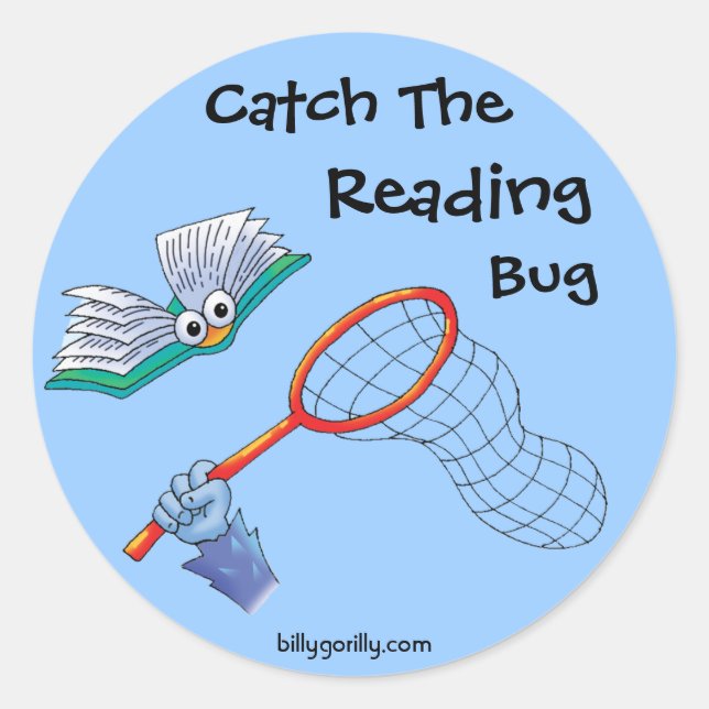 Sticker-Catch The Reading Bug Classic Round Sticker (Front)