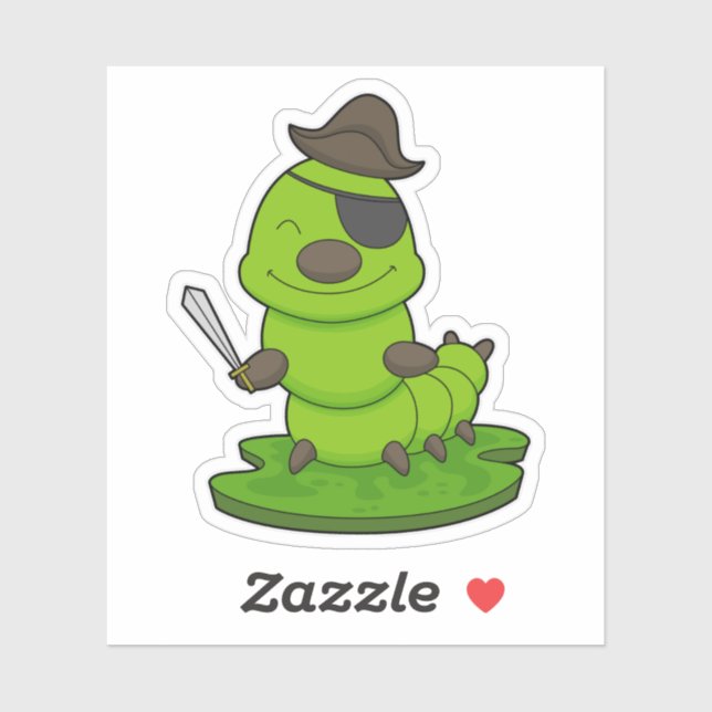 Sticker Caterpillar as Pirate (Feuille)