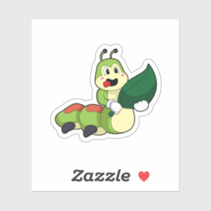 Sticker Caterpillar avec feuille