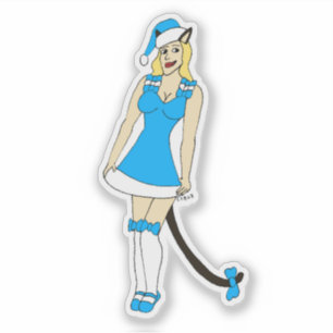 Sticker Catgirl de Noël bleu