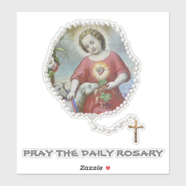 Sticker Catholique Jésus Agneau Saint Rosaire Religieux (Feuille)